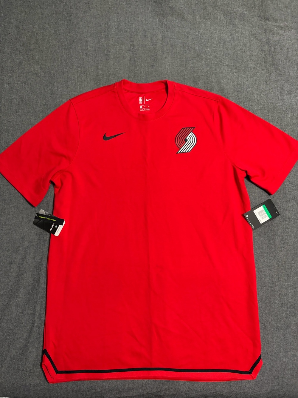Nike Red Portland Trail Blazers Short Sleeve Tee with Black Logos